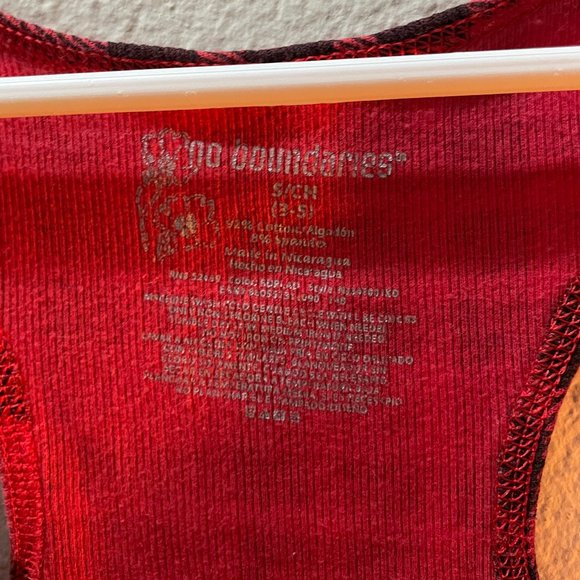 Red black gray plaid crop top cami Tank Top - Picture 3 of 7